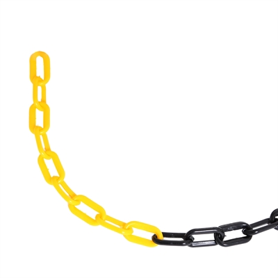 Avsperringskjede for plaststolper - 25 meter - Svart / Gul