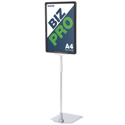 Biz Pro svart skilt-holder med krom metallfot - A4