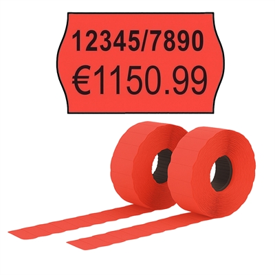 Etiketter til prismerkepistoler - 16x26 mm - Permanent - Rød