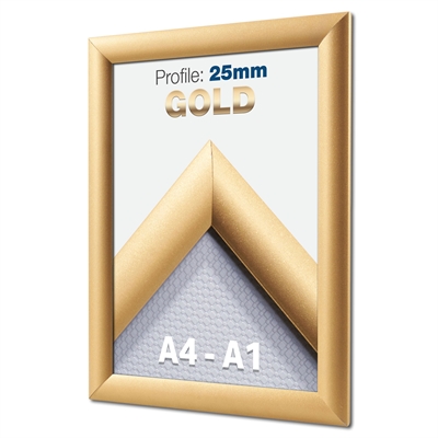 Gold klikkrammer med 25 mm profil