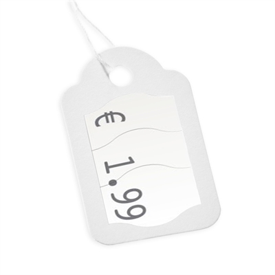 Hengelapp med snor 24x39 mm - Pakke med 1000 stk.