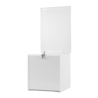 Hvit akryl forslagsboks med A4 Infotopp - 21x20 cm