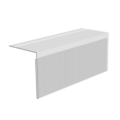 Hylleforkant med tape 90° - 20 x 7,6 cm - Transparent