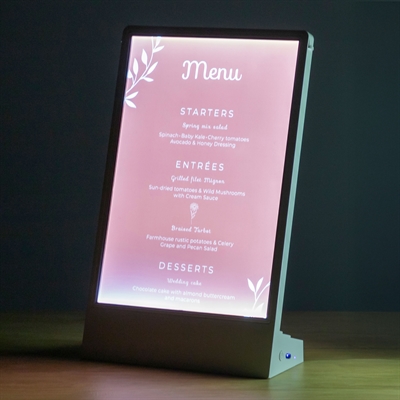 LED L-Stand Høyformat Menyholder Svart - A5