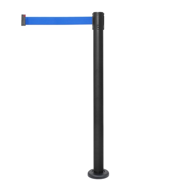 Monterbar Svart avspærringsstolpe med blåt bånd