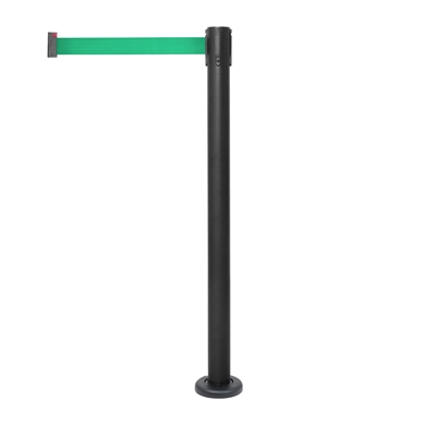 Monterbar Svart avspærringsstolpe med grønnt bånd