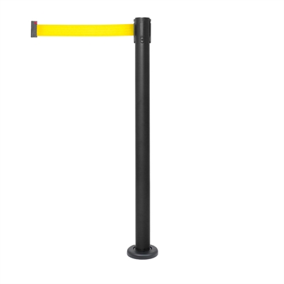 Monterbar Svart avspærringsstolpe med gult bånd