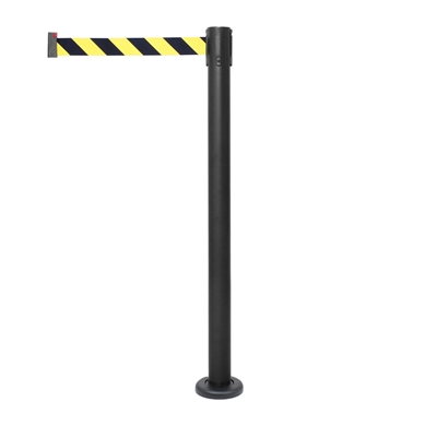 Monterbar Svart avspærringsstolpe med gult/svart bånd