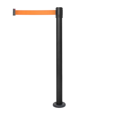 Monterbar Svart avspærringsstolpe med oransje bånd