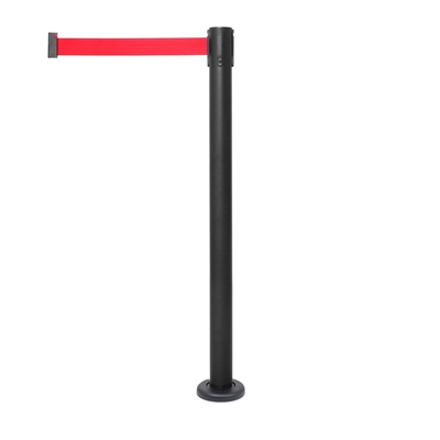 Monterbar Svart avspærringsstolpe med rødt bånd