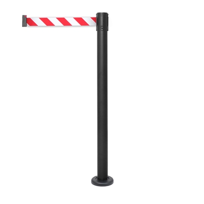 Monterbar Svart avspærringsstolpe med hvitt/rødt bånd