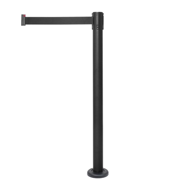 Monterbar Svart avspærringsstolpe med svart bånd