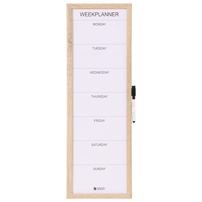 NAGA whiteboard ukeplan med treramme - 20x60 cm
