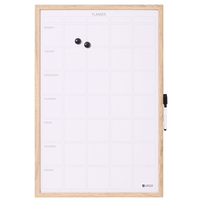 NAGA whiteboard ukeplan med treramme - 40x60 cm