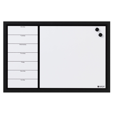 NAGA whiteboard ugetavle med sort ramme - 60x40 cm
