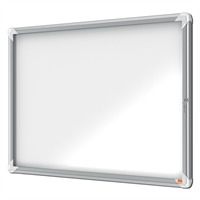 Oppslagsskap med hengslet sidelåst luke i sikkerhetsglass