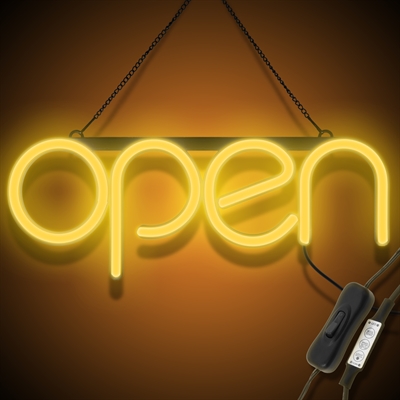 "OPEN" LED neonskilt - Oransje