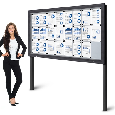 Antracit Premium 24xA4 Outdoor Whiteboard Uthengsskap med stolper