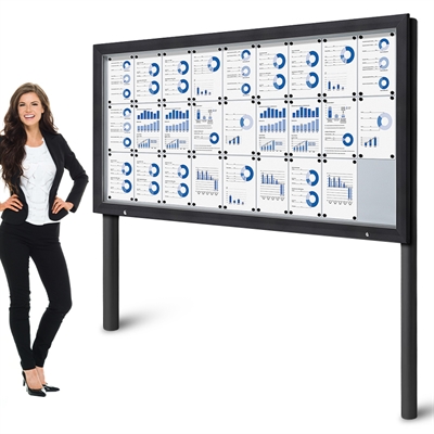 Antracit Premium 27xA4 Outdoor Whiteboard Uthengsskap med stolper