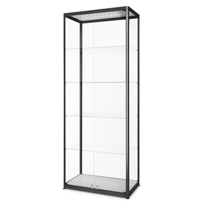 Premium Sort LED glassmonter med lås - 80x40x200 cm