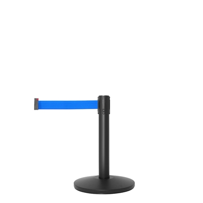 QueueMax Mini Svart Avsperringsstolpe med blått bånd