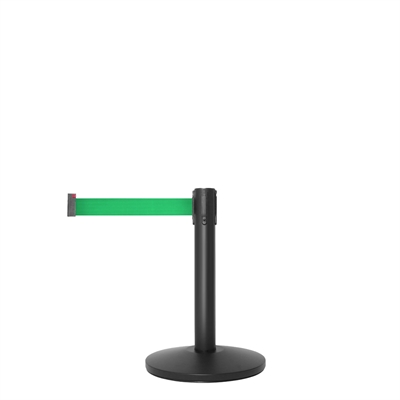 QueueMax Mini Svart Avsperringsstolpe med grønnt bånd