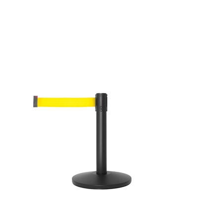 QueueMax Mini Svart Avsperringsstolpe med gult bånd