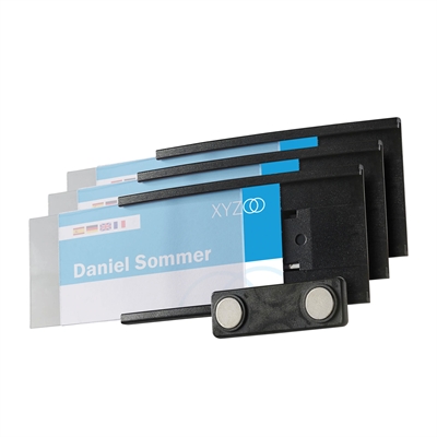 Sleek Magnetisk Navneskilt Svart - 74x34 mm - Pakke med 10 stk.