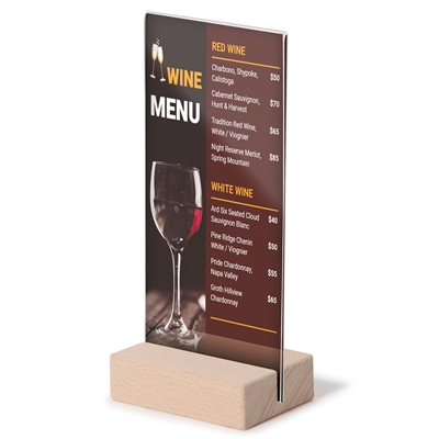 T-Stand Høyformat Akrylskilt med Trebunn - M65