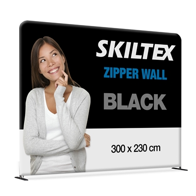 Zipper Wall Straight Svart - 300x230 cm - Inkl. Trykk