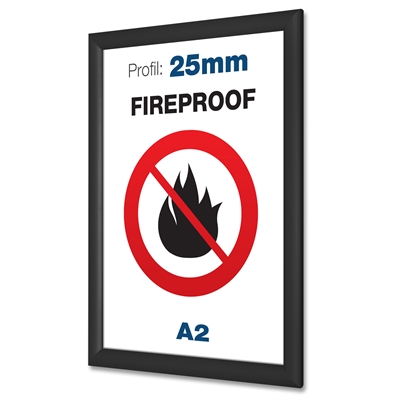 B1 Brannsikker sort klikkramme med 25 mm profil - A2