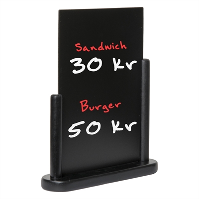 Elegant svart menytavle til bord - A4