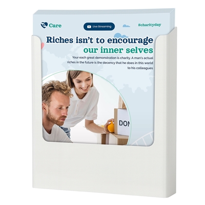 Hvit brosjyreholder til vegg