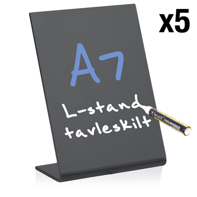 L-stand A7 tavleskilt - Pakke med 5 stk