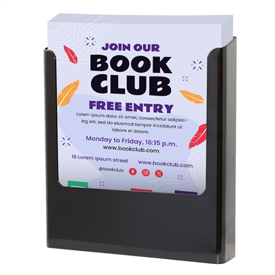 Svart brosjyreholder til vegg - A5