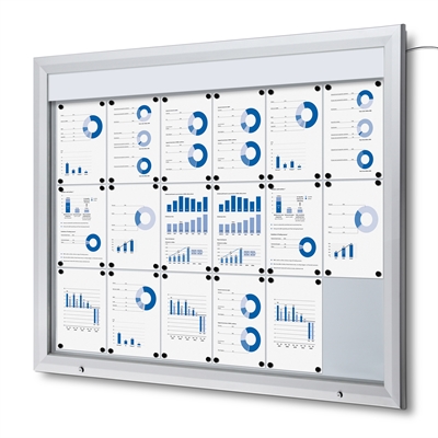 Premium LED Outdoor whiteboard skap med lys - 18xA4